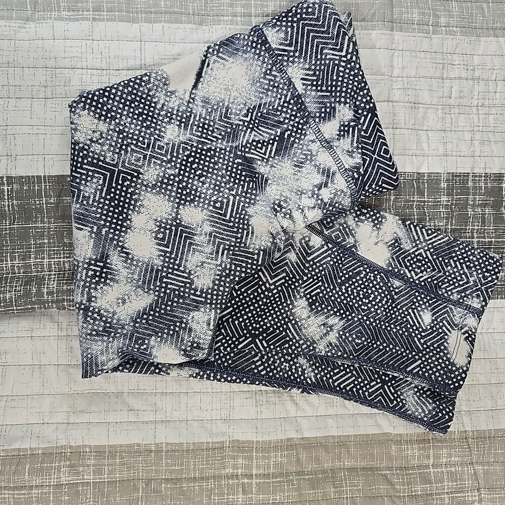 The North Face Blue And White Patterned Leggings Sz M with Drawstring - Picture 10 of 10